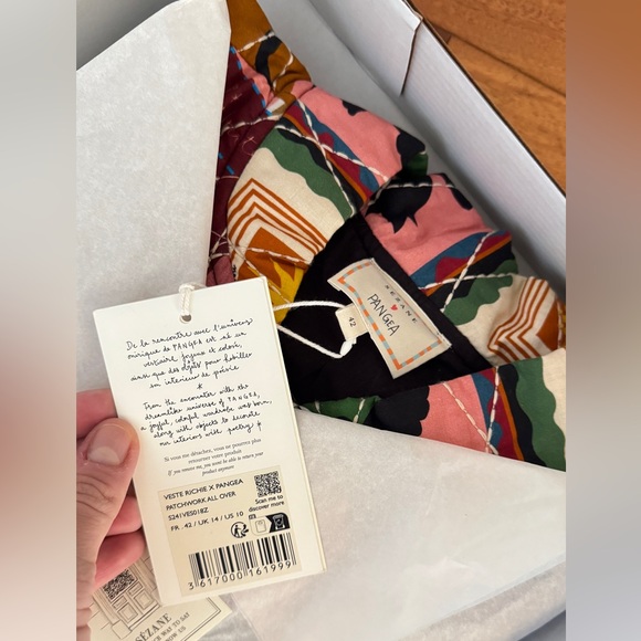LIMITED NEW IN BOX Sezane Richie Jacket / Pangea Size 10 Patchwork All Over - Picture 7 of 8